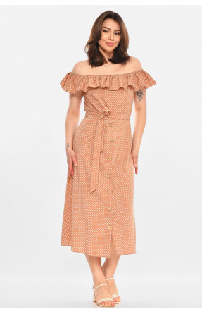 Сукня жіноча бежевого кольору з принтом Уцінка 212913C