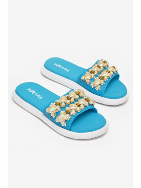 Шльопанці жіночі блакитного кольору з ракушками 8459-3 212915C