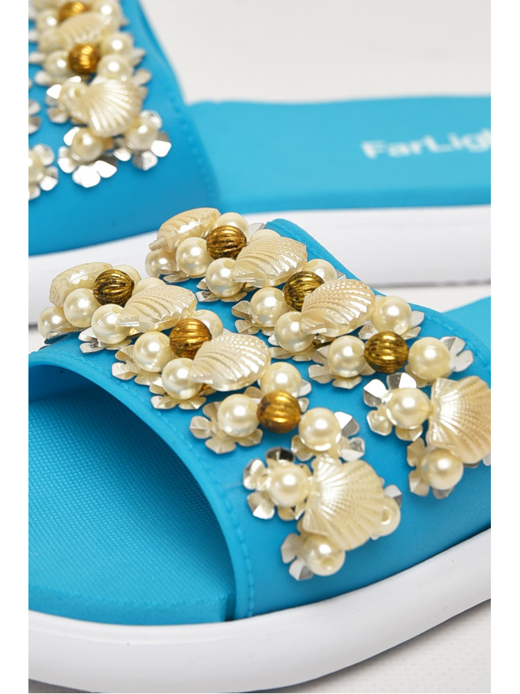 Шльопанці жіночі блакитного кольору з ракушками 8459-3 212915C