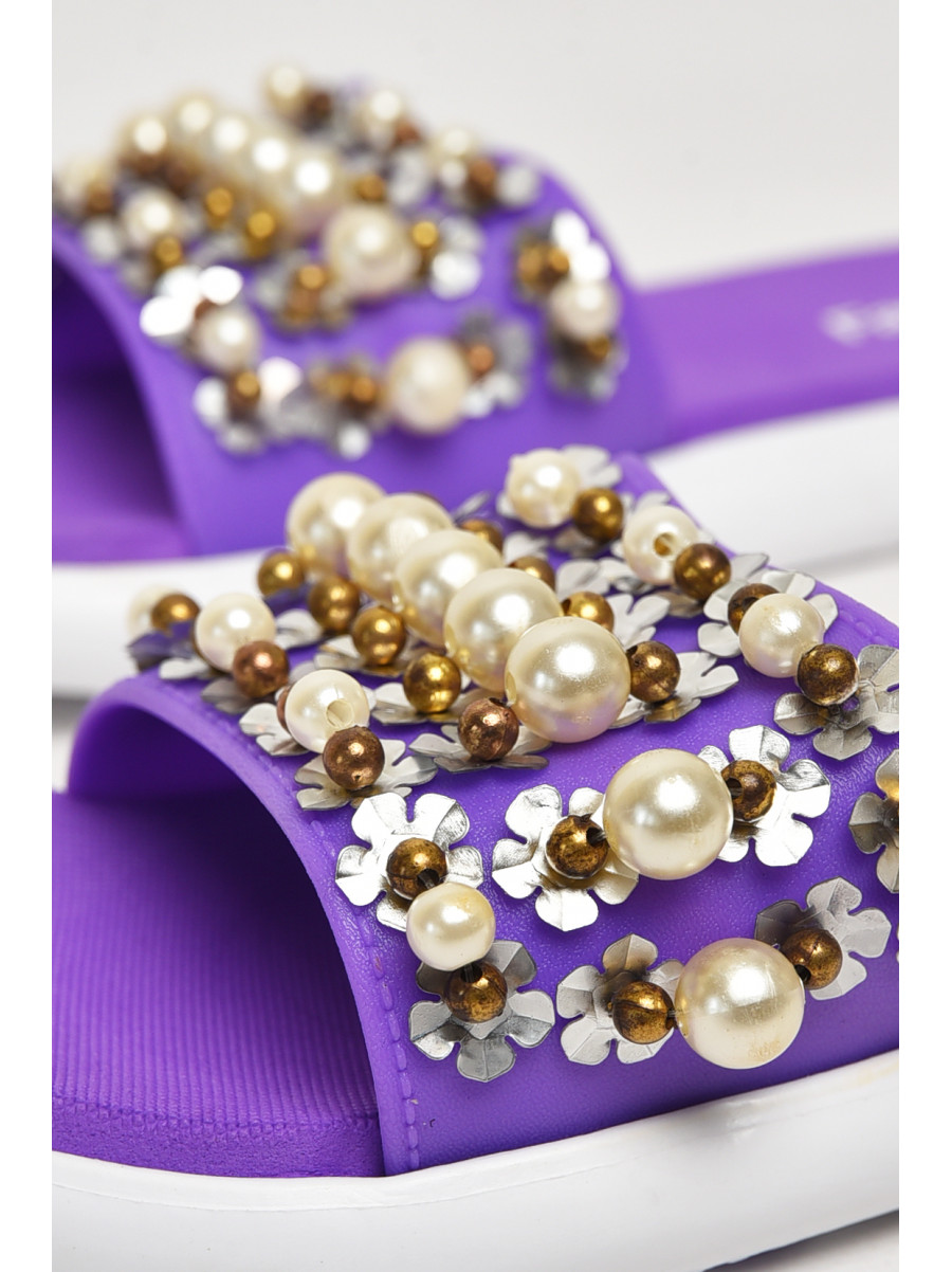 Шльопанці жіночі фіолетового кольору з намистинами 8459-1 212916C