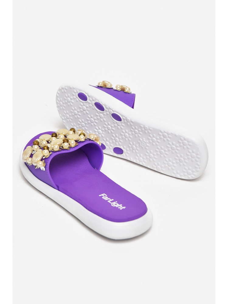 Шлепки женские фиолетового цвета с ракушками 8459-3 212917C