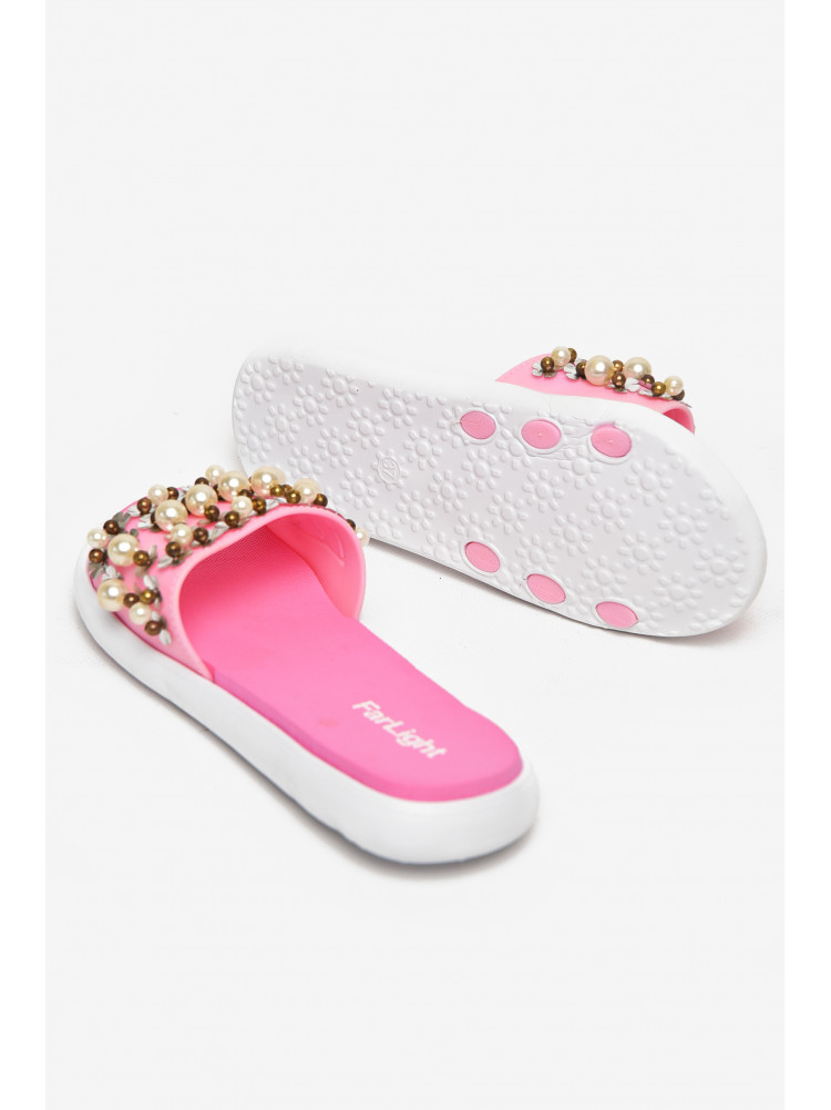 Шлепки женские розового цвета с бусинками 8459-1 212918C
