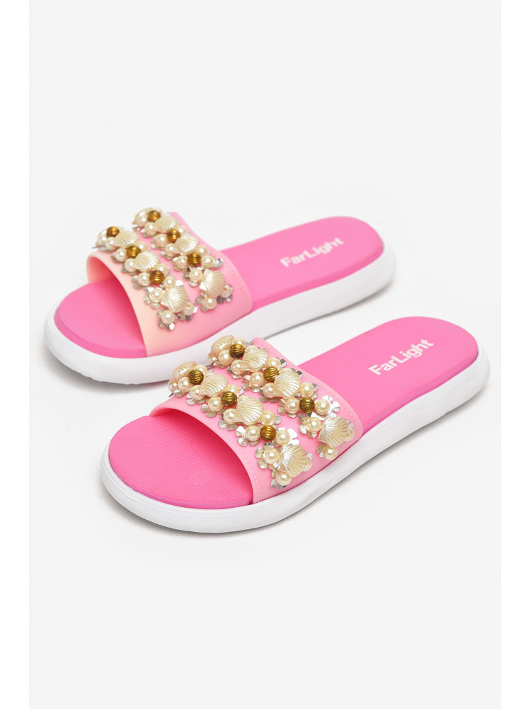 Шлепки женские розового цвета с ракушками 8459-3 212919C