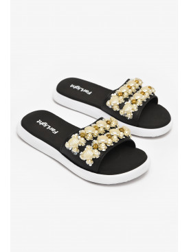 Шльопанці жіночі чорного кольору з ракушками 8459-3 212920C