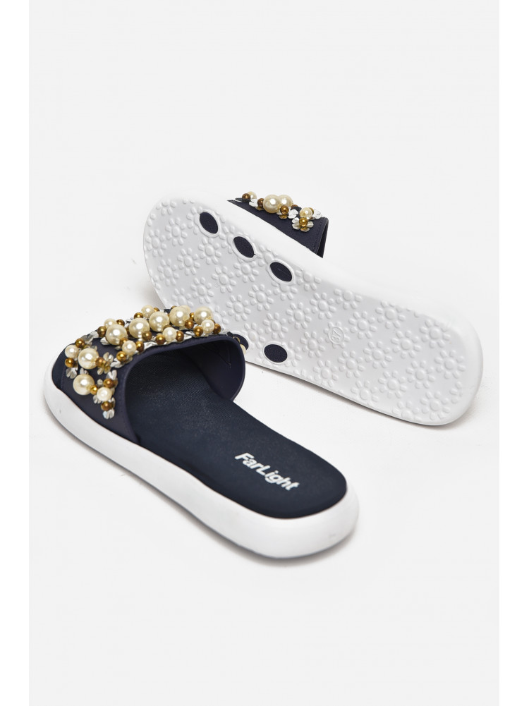 Шлепки женские черного цвета с бусинками 8459-1 212921C