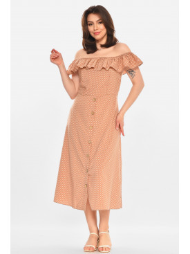 Платье женское бежевого цвета с принтом Уценка 212927C