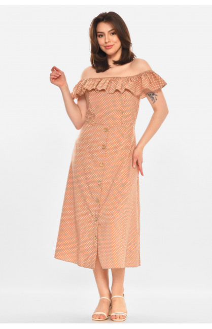 Сукня жіноча бежевого кольору з принтом Уцінка 212927C