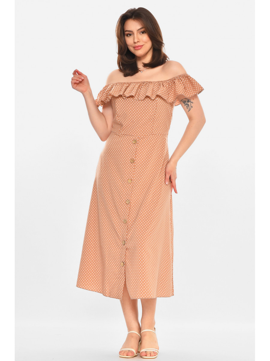 Сукня жіноча бежевого кольору з принтом Уцінка 212927C