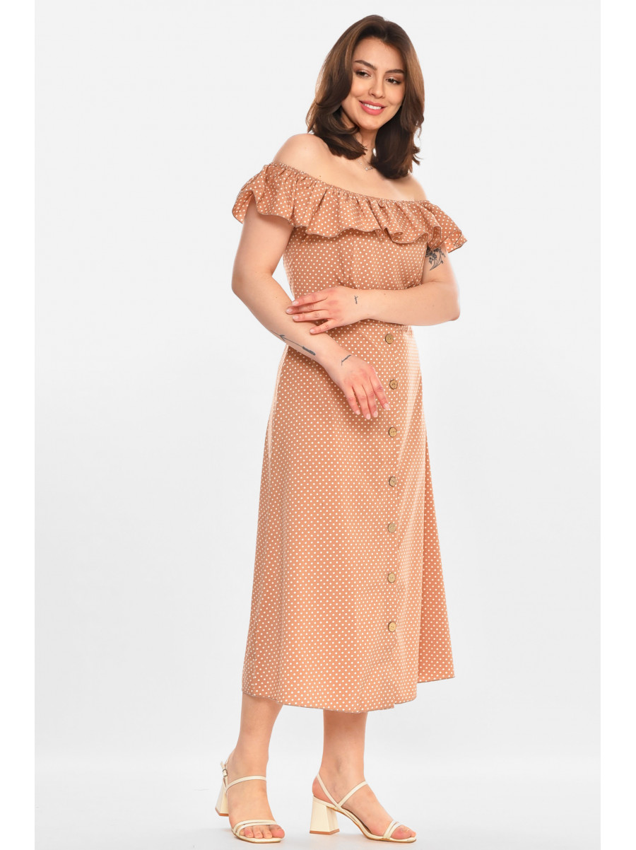 Сукня жіноча бежевого кольору з принтом Уцінка 212927C