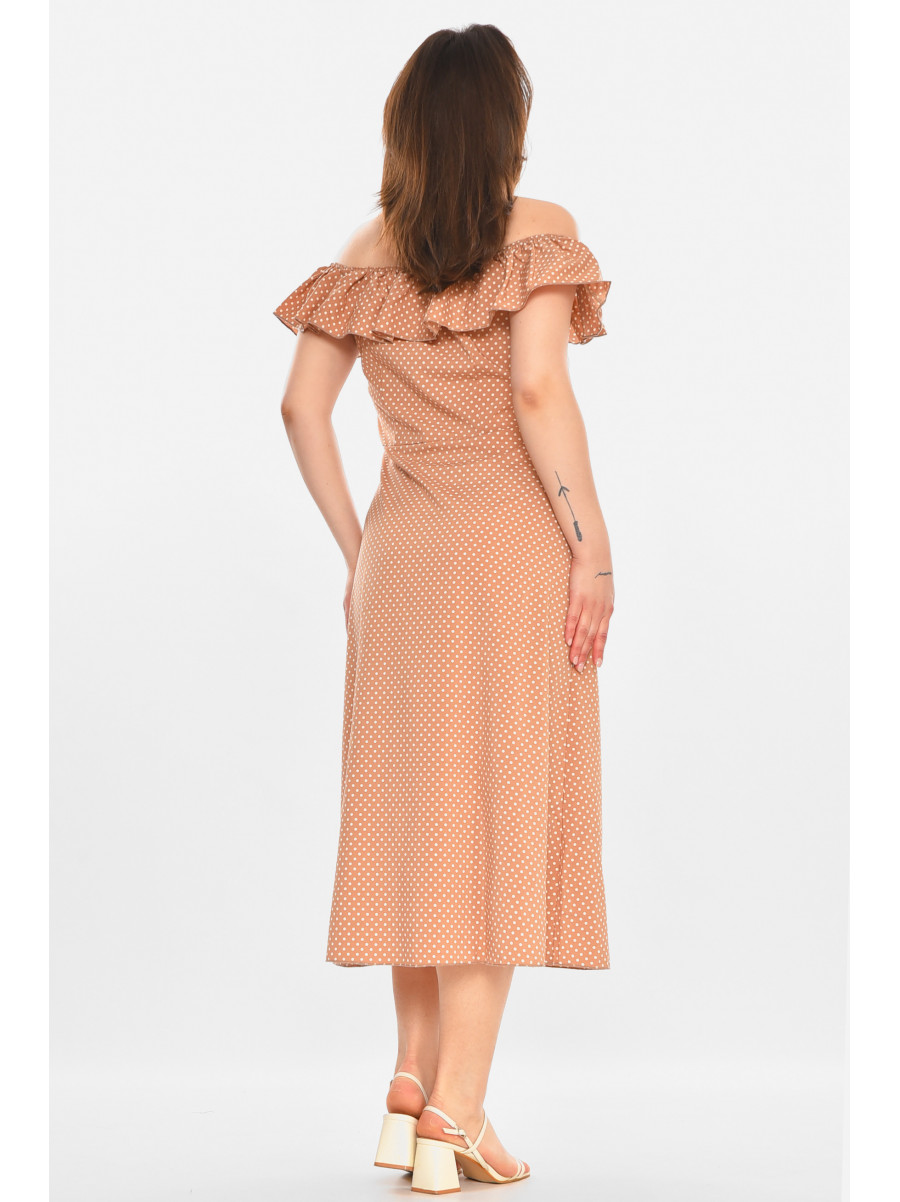 Сукня жіноча бежевого кольору з принтом Уцінка 212927C