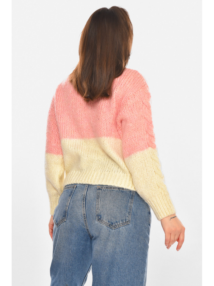 Светр жіночий в'язаний рожевого кольору 212929C