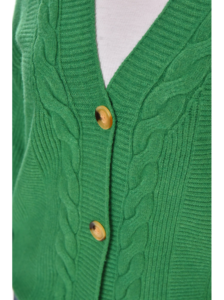 Кардиган жіночий однотонний зеленого кольору 212934C