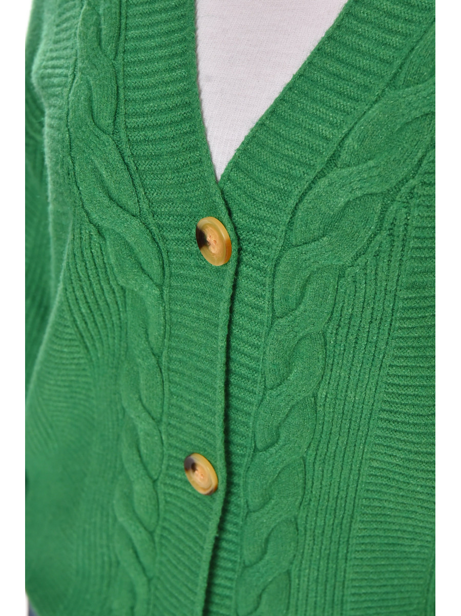 Кардиган жіночий однотонний зеленого кольору 212934C