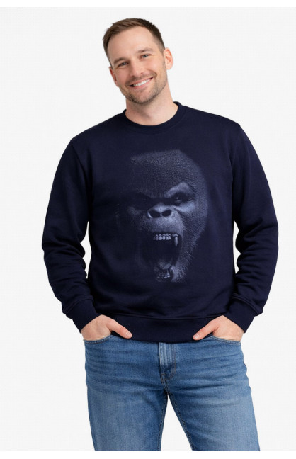 Свитшот мужской тёмно-синего цвета с принтом 212940C