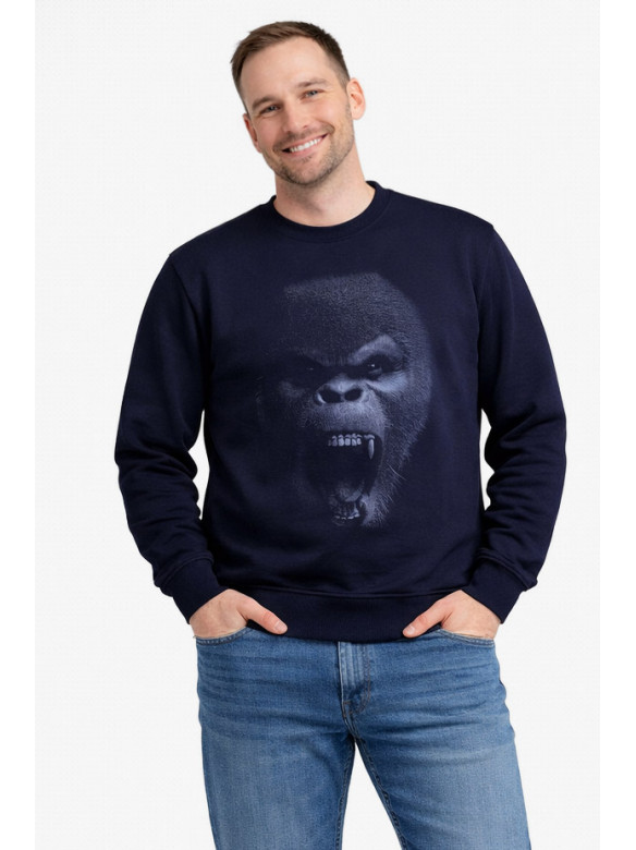 Свитшот мужской тёмно-синего цвета с принтом 212940C
