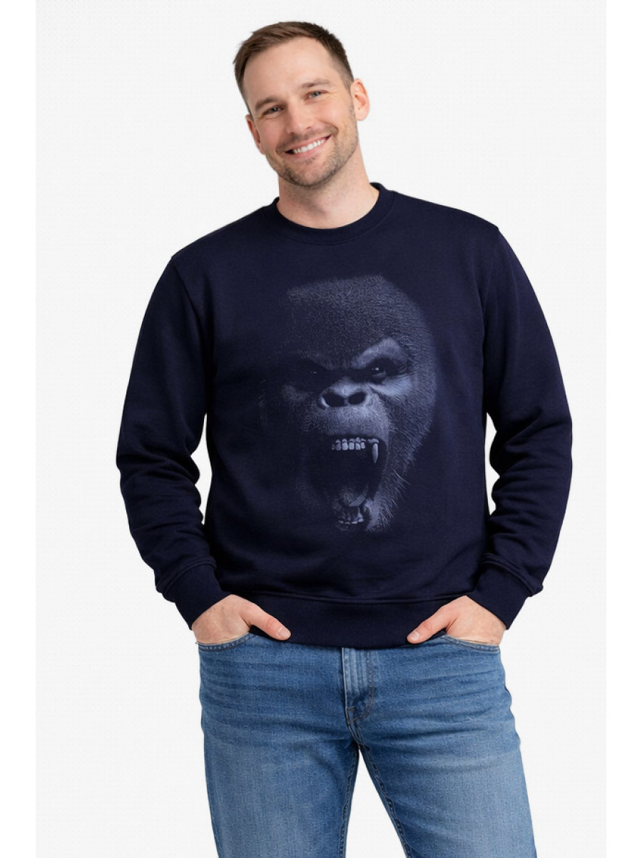 Свитшот мужской тёмно-синего цвета с принтом 212940C