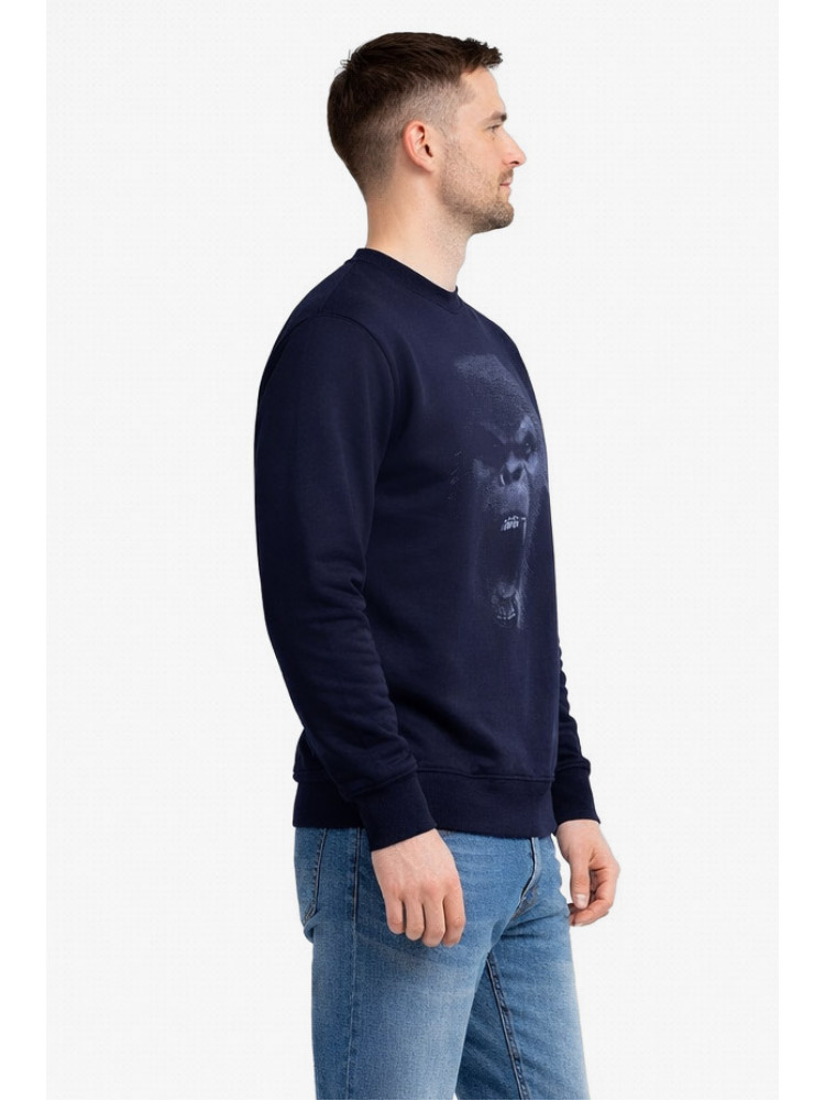 Свитшот мужской тёмно-синего цвета с принтом 212940C