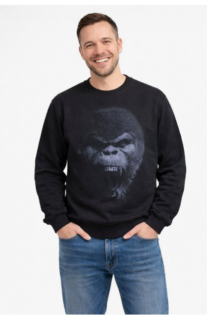 Світшот чоловічий чорного кольору з принтом 212941C