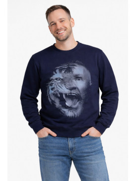 Світшот чоловічий темно-синього кольору з принтом 212942C