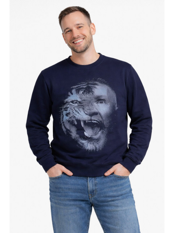 Свитшот мужской тёмно-синего цвета с принтом 212942C