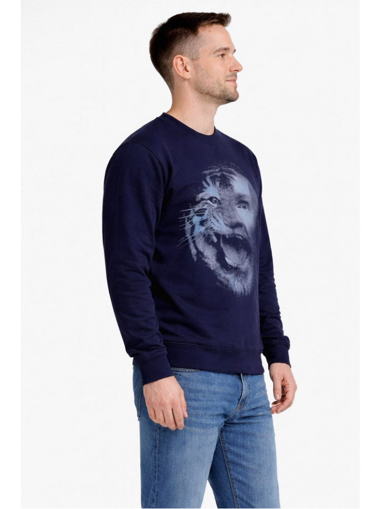 Свитшот мужской тёмно-синего цвета с принтом 212942C