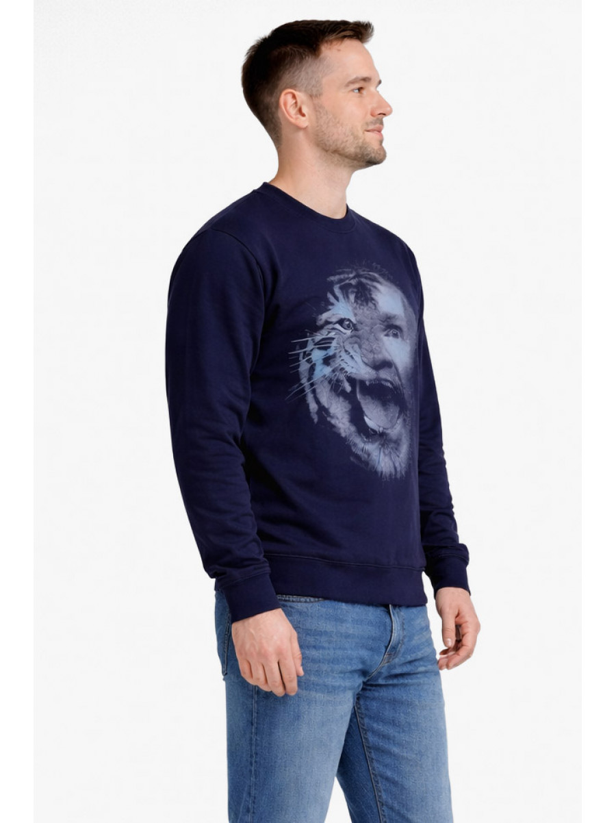 Свитшот мужской тёмно-синего цвета с принтом 212942C