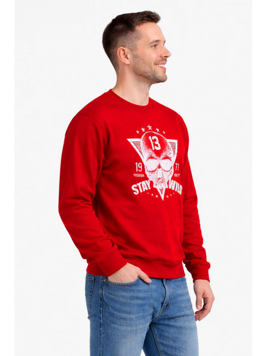 Світшот чоловічий червоного кольору з принтом 212944C