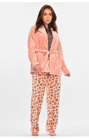 Костюм домашній двійка махровий рожевого кольору 212946C