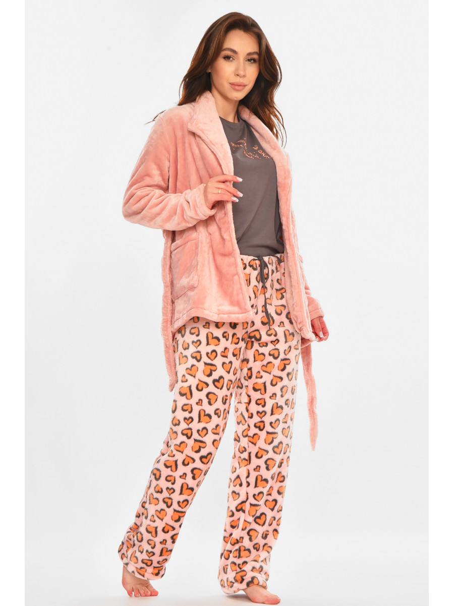 Костюм домашній двійка махровий рожевого кольору 212946C