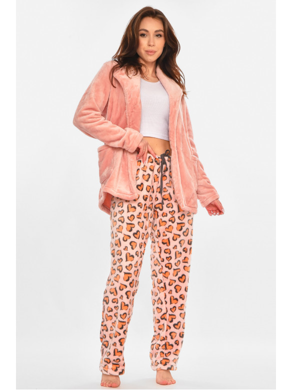 Костюм домашній трійка махровий рожевого кольору 212947C