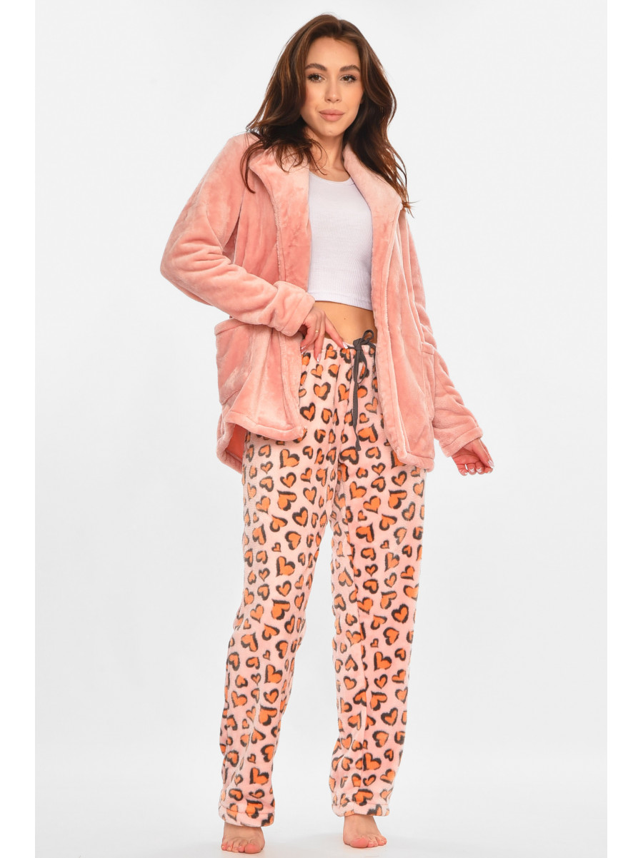 Костюм домашній трійка махровий рожевого кольору 212947C