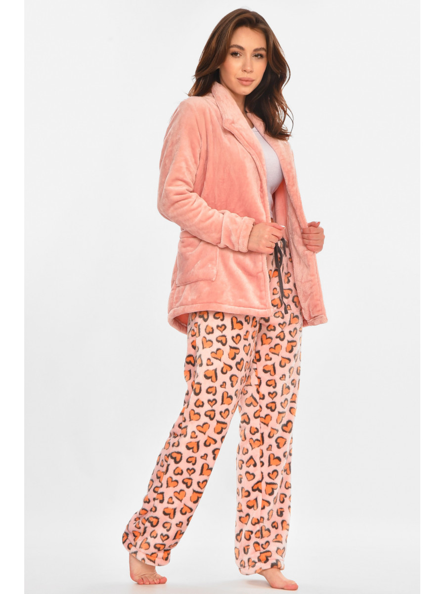 Костюм домашній трійка махровий рожевого кольору 212947C