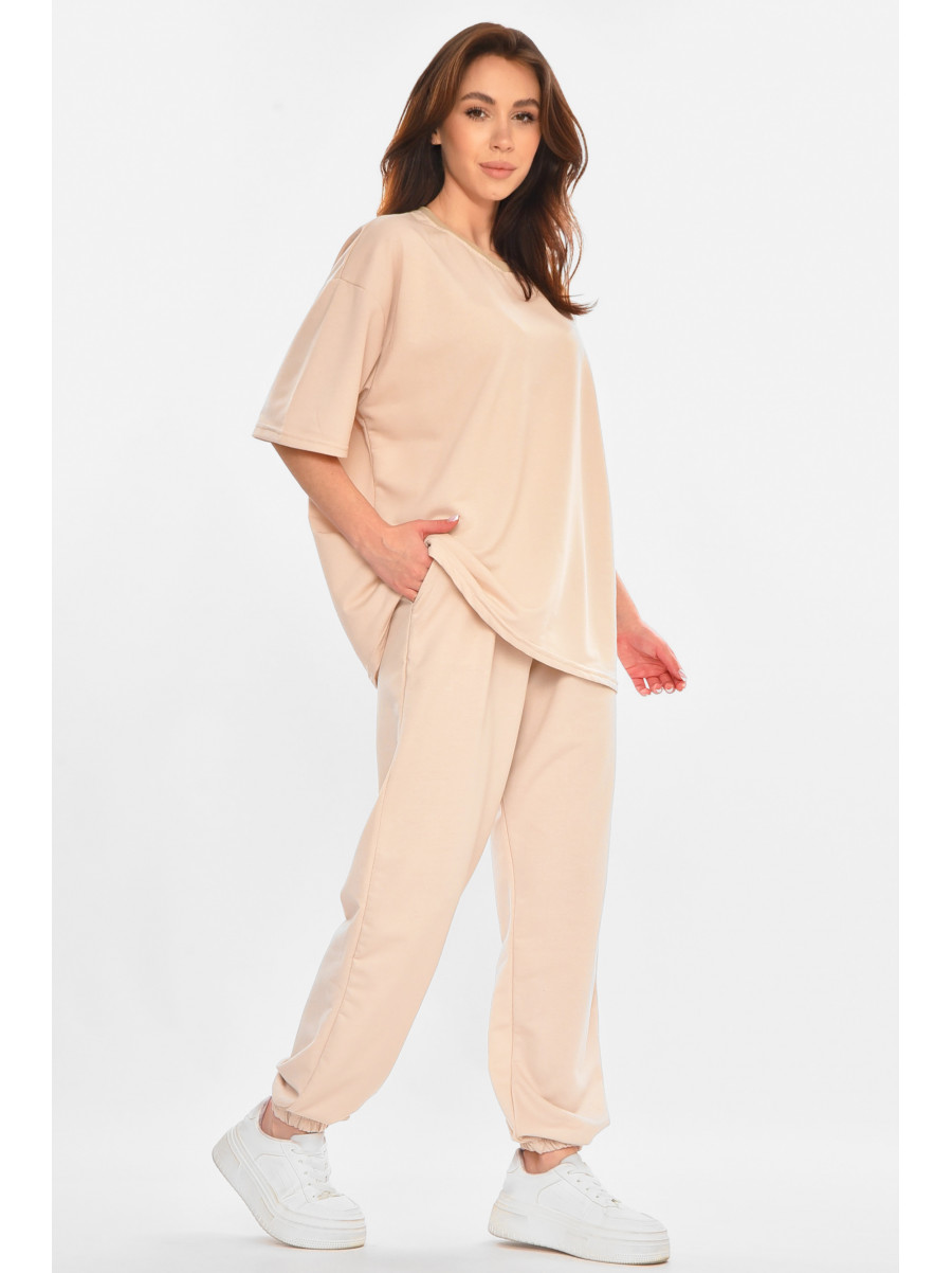 Спортивный костюм женский бежевого цвета 212948C