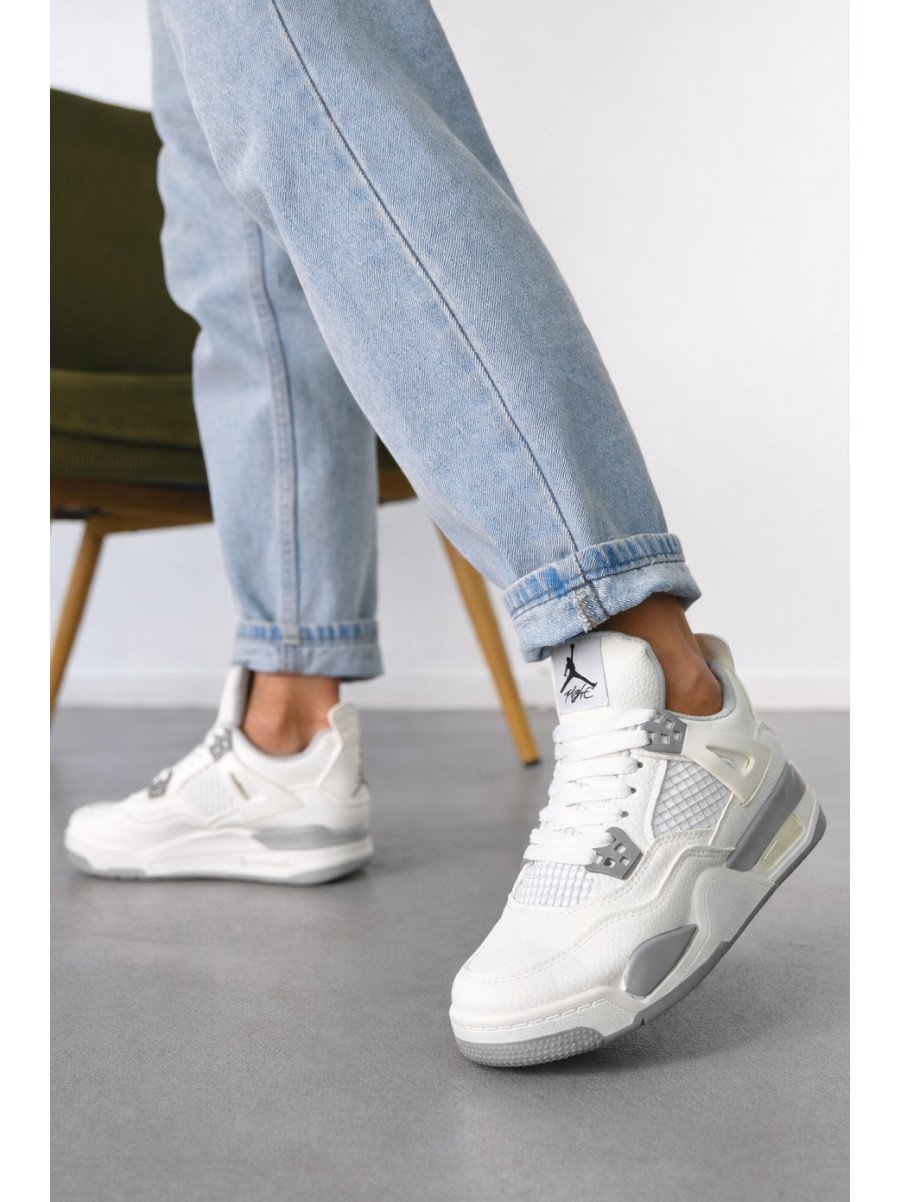 Кроссовки женские белого цвета с серой вставкой 192-5 212986C