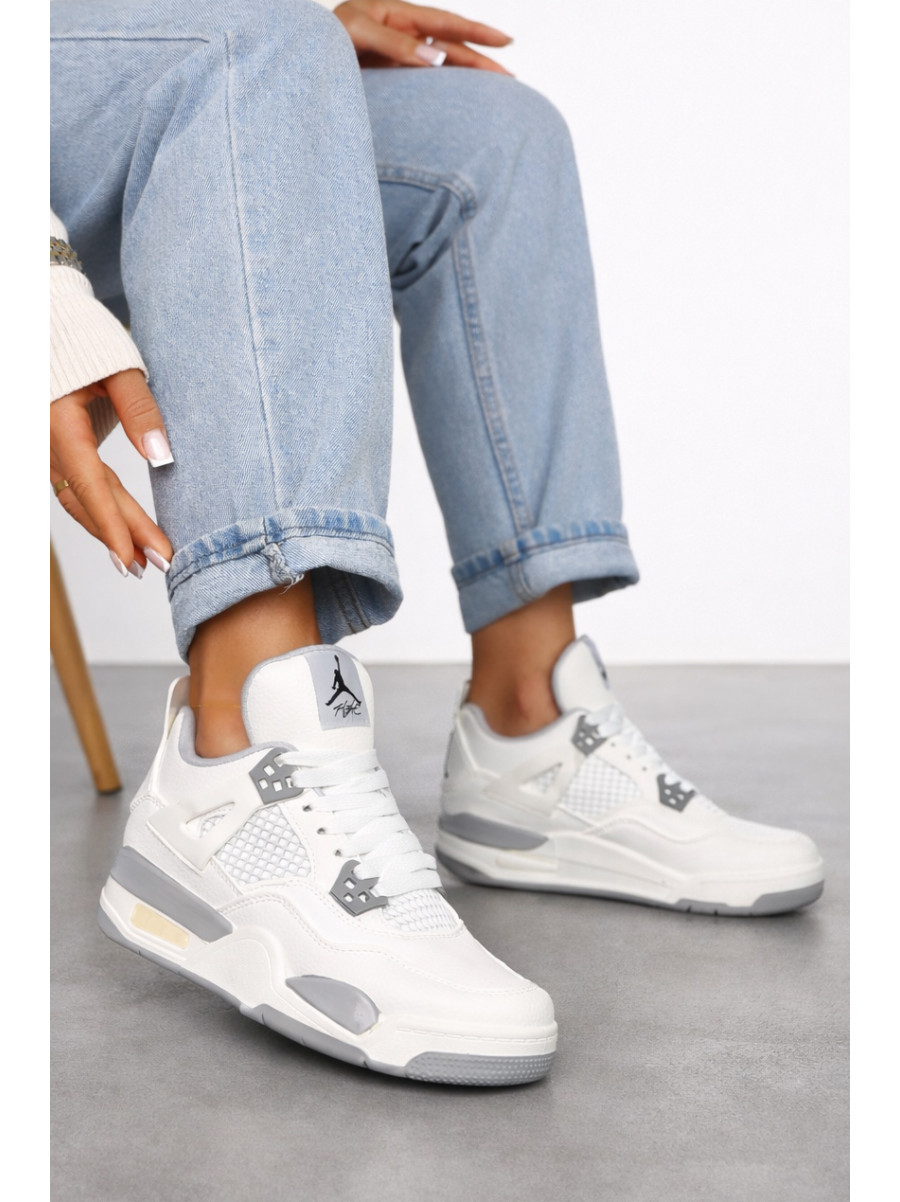 Кроссовки женские белого цвета с серой вставкой 192-5 212986C