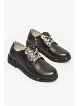 Туфли детские для девочки темно-серого цвета 5994-3 213016C