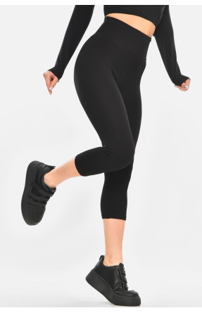 Бриджі жіночі однотонні чорного кольору в рубчик 7721 213063C