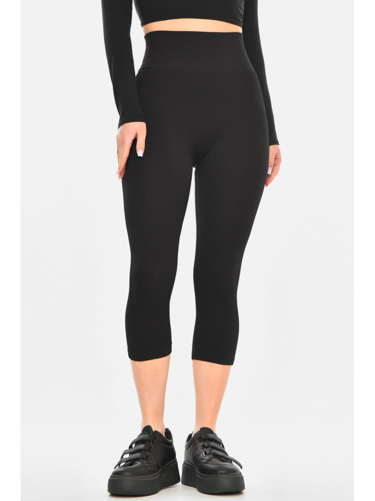 Бриджи женские однотонные черного цвета в рубчик 7721 213063C