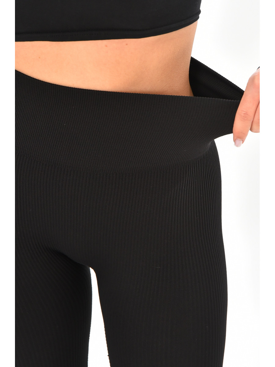 Бриджи женские однотонные черного цвета в рубчик 7721 213063C