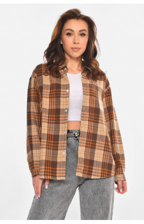 Сорочка жіноча коричневого кольору з принтом 107 213066C