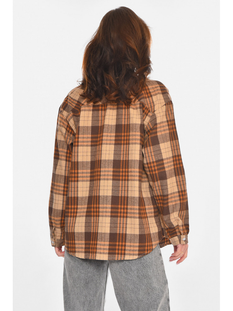 Сорочка жіноча коричневого кольору з принтом 107 213066C