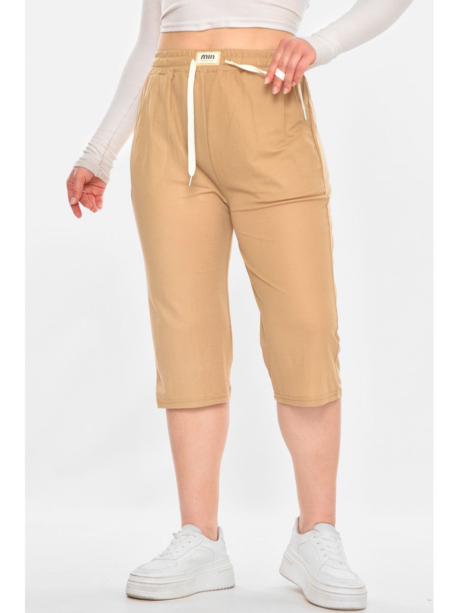 Бриджи женские однотонные бежевого цвета 780 213076C