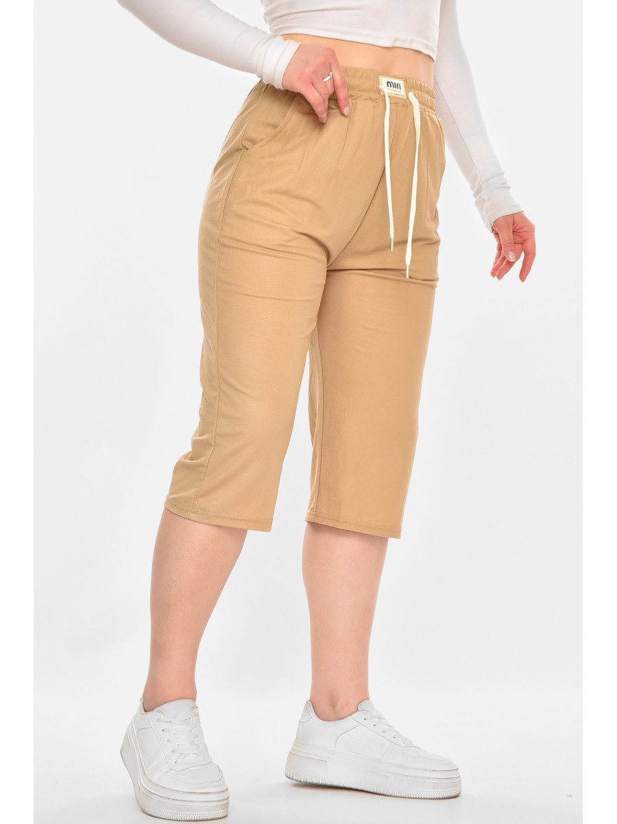Бриджи женские однотонные бежевого цвета 780 213076C