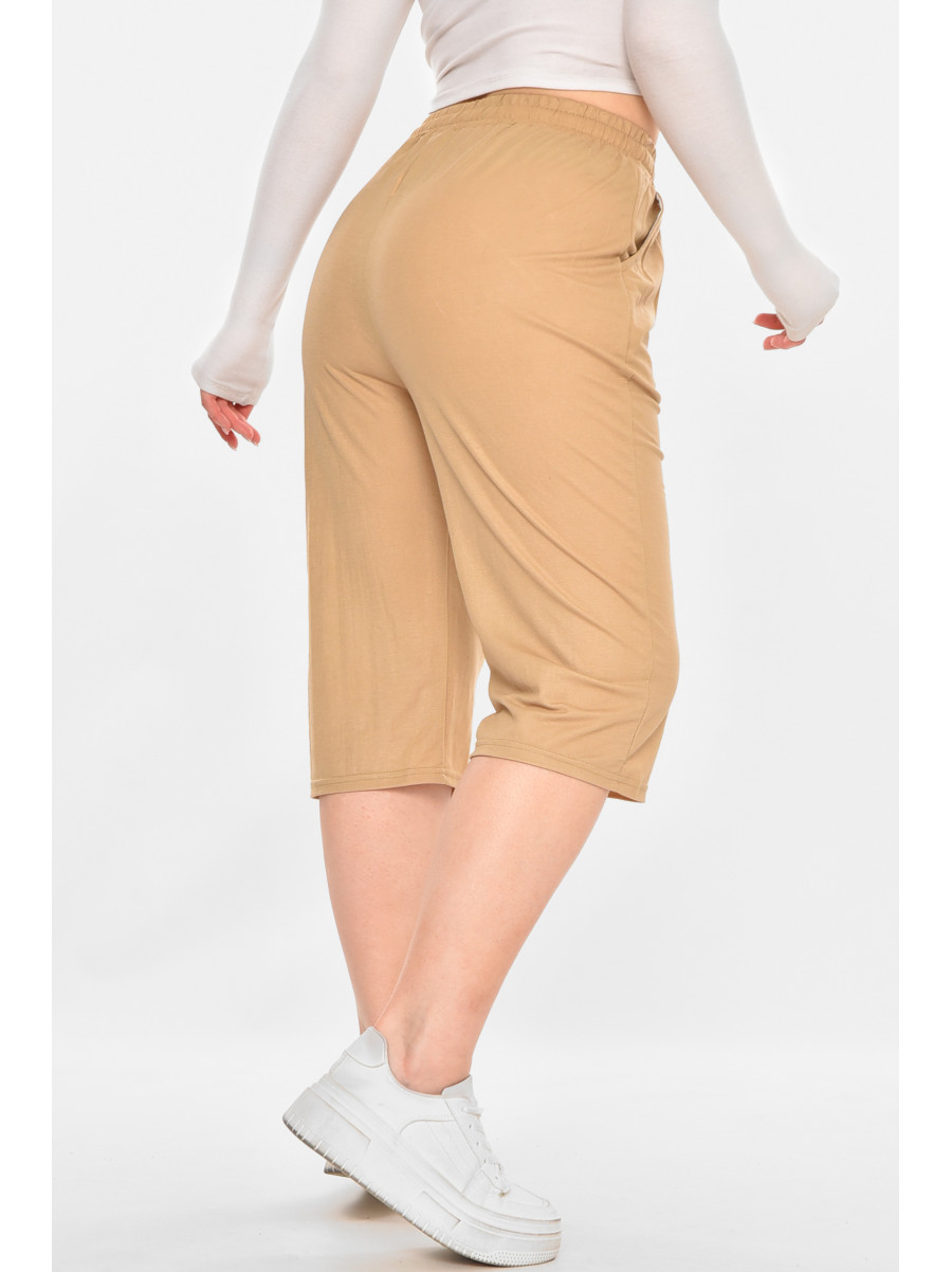 Бриджи женские однотонные бежевого цвета 780 213076C
