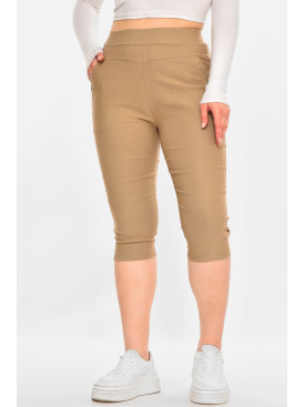 Бриджи женские однотонные бежевого цвета 7070 213080C