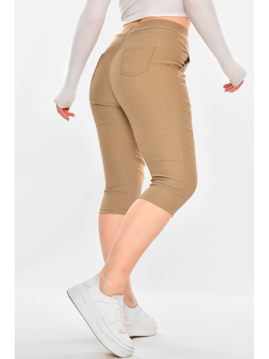 Бриджи женские однотонные бежевого цвета 7070 213080C