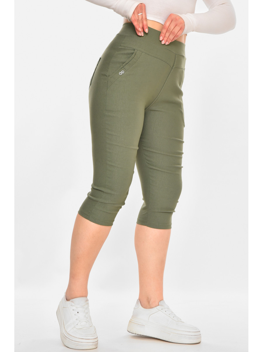 Бриджи женские однотонные зеленого цвета 7070 213081C