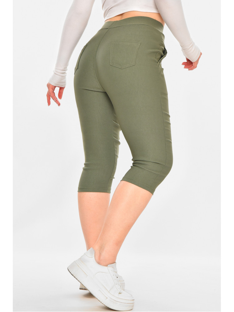 Бриджи женские однотонные зеленого цвета 7070 213081C