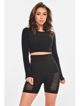 Велосипедки жіночі push-up однотонні чорного кольору ZK5003 213089C