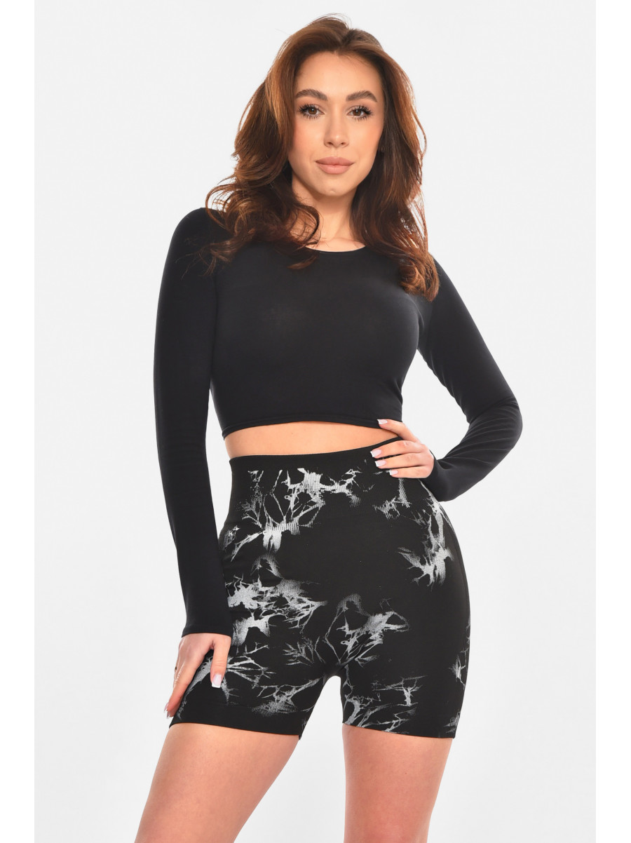 Велосипедки жіночі push-up чорного кольору з принтом ZK5006 213097C